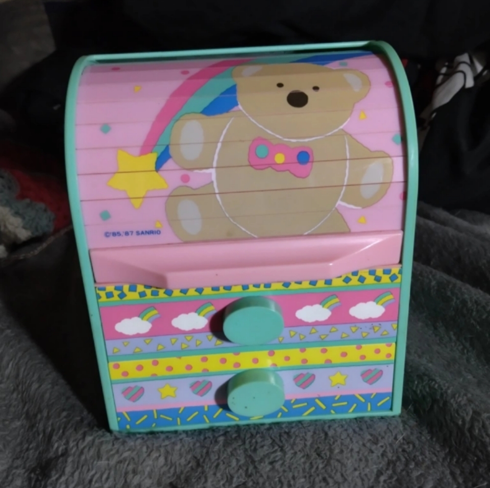 Vintage Sanrio Tweedle Dee Dee Bear trinket Jewelry Box (Rare)